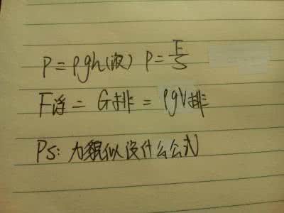 水的压强计算公式 压强的计算公式 液体压强的计算公式是：______，其中h表示某点距______距离．