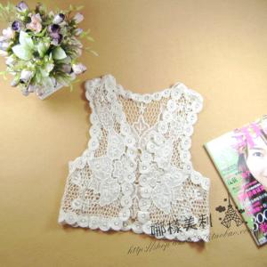 宝宝开衫背心钩针视频 清爽的米色钩针开衫背心（图解）