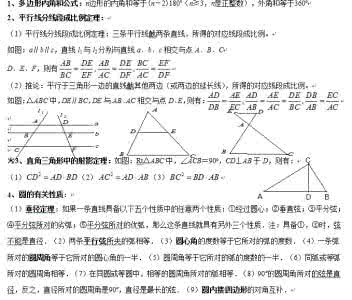 初中数学公式大全 初中数学定义公式大全