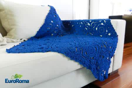 钩针编织毛毯 钩针编织----蓝格子毛毯