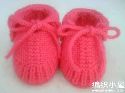 棒针婴儿鞋子编织视频 漂亮可爱的桃红色棒针婴儿鞋