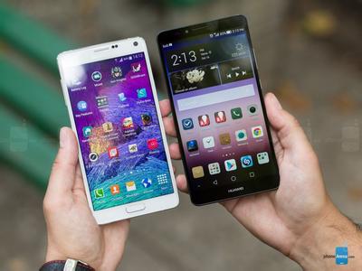华为vs三星 三星Galaxy Note 4vs华为Ascend Mate7