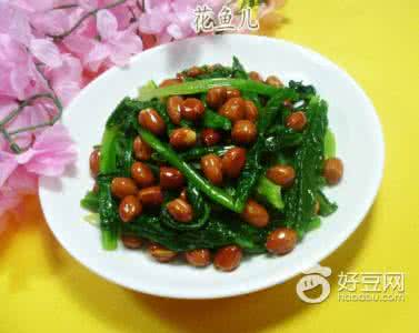 凉拌油麦菜 【美食】花生米拌油麦菜