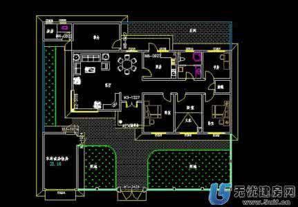 农村三合院房屋设计图 一层四合院（三合院）农村平房屋设计图 19x17