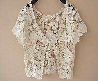 多用喇叭袖披肩钩针 钩针编织----花朵边带袖小披“清澈”