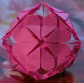 心形花球折纸 折纸教程：别致的心形花球