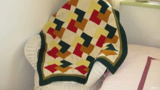 棒针毛线毯子编织教程 棒针编织----彩色格子毯“MIRACLE”