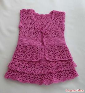 钩针开衫外套编织图解 钩针编织----女孩裙式短袖开衫图解