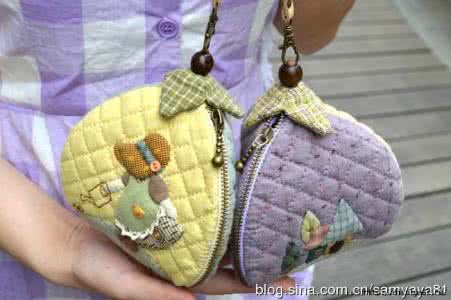 布艺手工零钱袋 手工布艺----缝制立体三角零钱袋