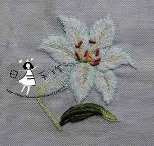 百合花刺绣图案教程 刺绣教程：夏之花 （2 ）百合刺绣