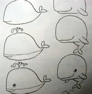 儿童简笔画教程 【儿童画】儿童简笔画教程75:小鲸鱼的简笔画画法教程图解