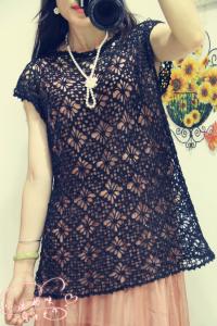 小语钩镂空花帽子图解 小语妈咪手工----韵味十足的女式钩衣“暗香”