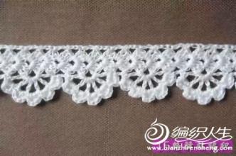 钩衣服领口花边带图解 一次性起针花边，带图解