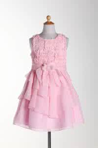 女童钩针连衣裙花样 粉色钩针连衣裙----腰间的花型特好看