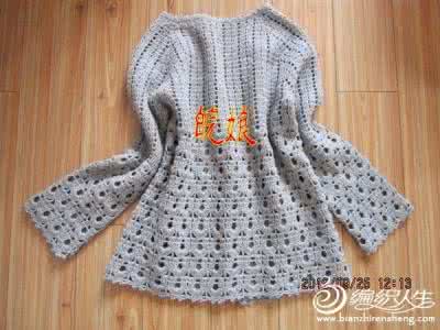 钩针开衫外套编织图解 钩针编织----浅灰短袖开衫“凝望”