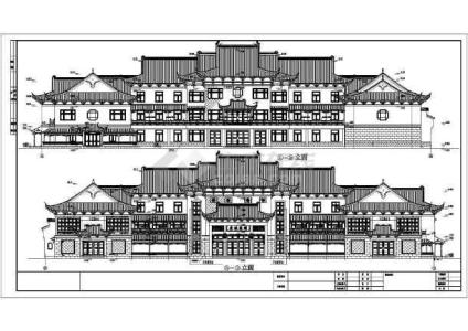 建筑设计方案图纸 镇江某三层仿古商办楼建筑设计方案图纸