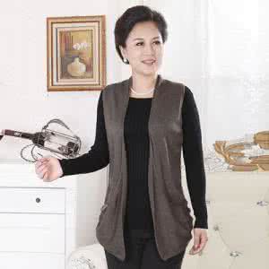 中老年编织开衫毛背心 中老年女士开衫背心