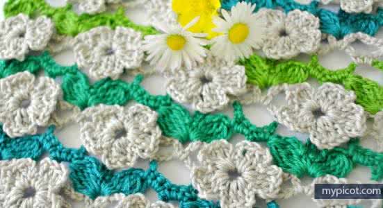 外网钩针魔术花型模式 钩针模式----“樱花翩翩”