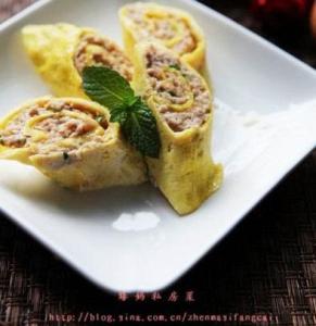 肉末鸡蛋卷 鸡蛋与肉末如此鲜美-葱香肉末鸡蛋卷