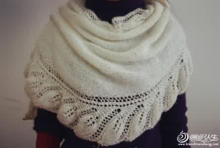 毛线编织三角围巾披肩 围巾·披肩 西咪教你编织美丽的安娜披肩,有步骤教程