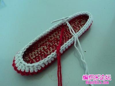 条纹钩针毯子花样图解 【钩针】红白条纹钩鞋