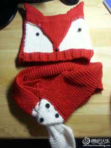 钩针和棒针的区别 钩针编织的狐狸帽子图片欣赏·棒针的也有