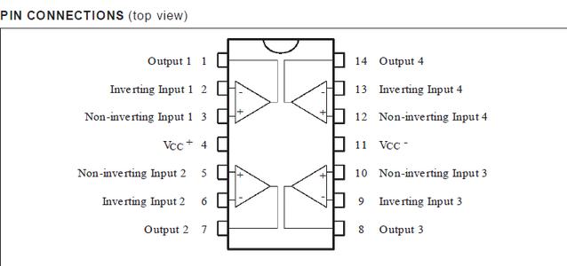 lm324引脚图及功能 lm324引脚图 LM324功能应用简介