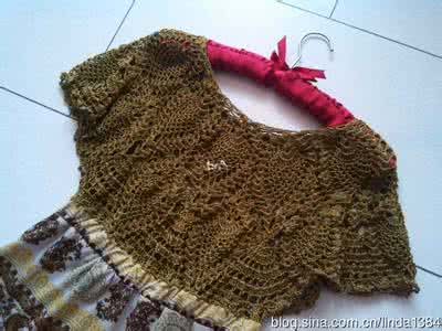 菠萝花从领口往下钩 旧衣新款 钩一款菠萝领----旧衣变新款