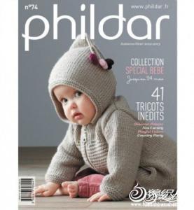 宝宝连帽外套编织图解 Phildar N°74 封面款 宝宝连帽外套的实例篇