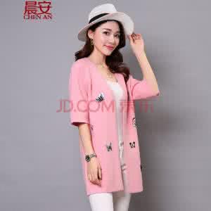 粉色七分袖开衫的编织 心仪单品----粉色钩编中袖开衫