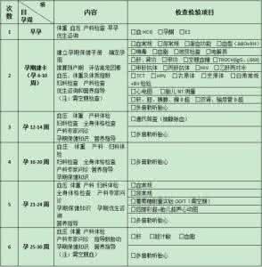 怀孕初期检查项目内容 怀孕初期检查项目