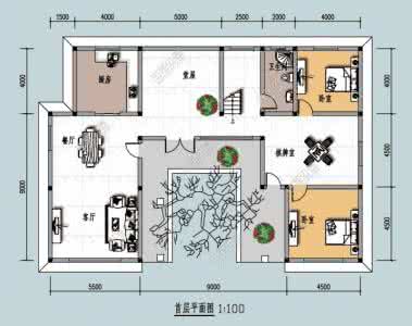 三合院 19x13米带堂屋的三合院（全图 预算）