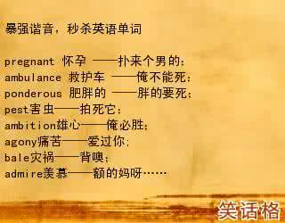 英语单词中文谐音大全 暴强谐音:秒杀英语单词