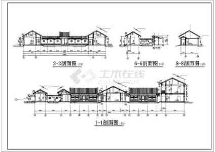 四合院建筑施工图 两进单层四合院建筑施工图