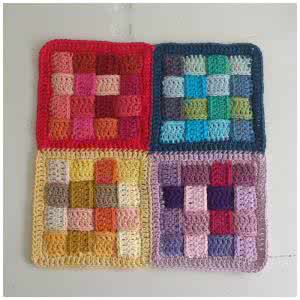 方形毯子花边钩针图解 方形彩色钩针毯，附详细教程