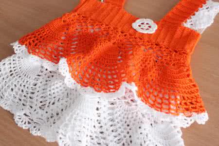 儿童吊带裙编织 钩针编织----儿童吊带裙“橙花”
