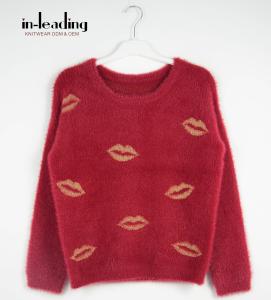 长袖女真丝套头衫 提花编织长袖套头衫(图解)