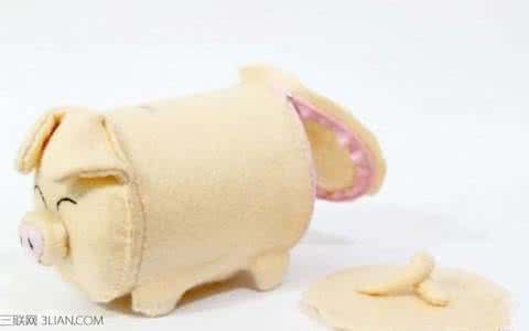 毛绒布小猪存钱罐制作方法