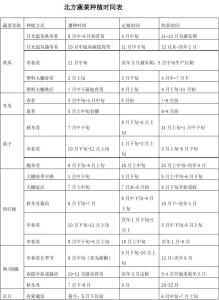 蔬菜种植时间表 最全 北方蔬菜种植时间表