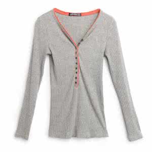 针织长款衫 灰蓝色针织叶子花长袖圆领开衫