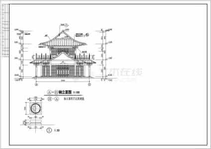 框架结构施工图 某二层框架结构古建筑结构施工图（含建筑设计）