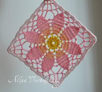 钩针正方形花样图解 钩针模式----“开朗正方形”