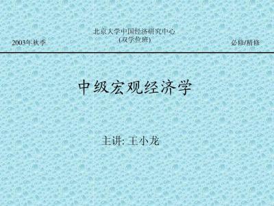 宏观经济学讲义 宏观经济学--清华讲义