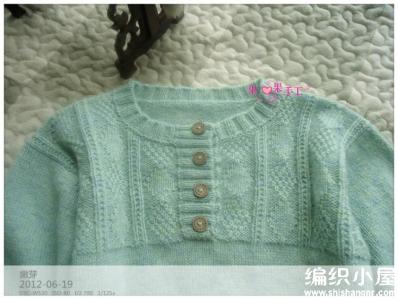 方块之间童装 【童装系列】嫩绿方块花长袖儿童编织毛衣