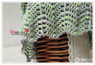 毛线编织钩针女童裙装 琵琶语 裙装  天香作品~~~琵琶语~~~钩织结合---幸运星段染棉