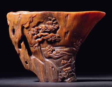 夜游赤壁 犀角雕夜游赤壁杯