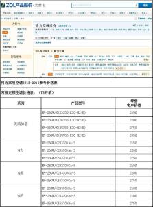 格力空调官网价格表 格力空调 格力空调1.5p价格表