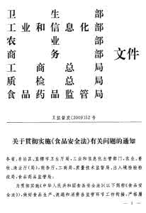 食品安全法实施问题 关于贯彻实施《食品安全法》有关问题的通知