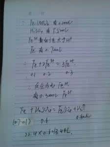 某钠盐溶液中含有cl 1l 在1L溶液中含有Fe(NO3)3和H2SO4两种溶质，其浓度分别为0.2mol?L