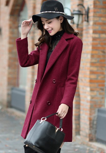 毛呢大衣外套中长款 中长款春款毛呢外套